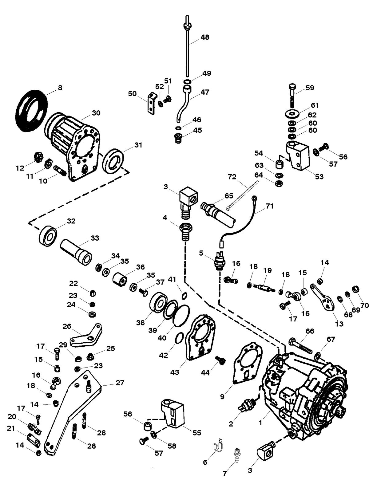 MERCRUISER 800 SC ENGINE TRANSMSISSION AND COMPONENTS - VI DRIVE (BRAVO) (PG 1 0F 2)