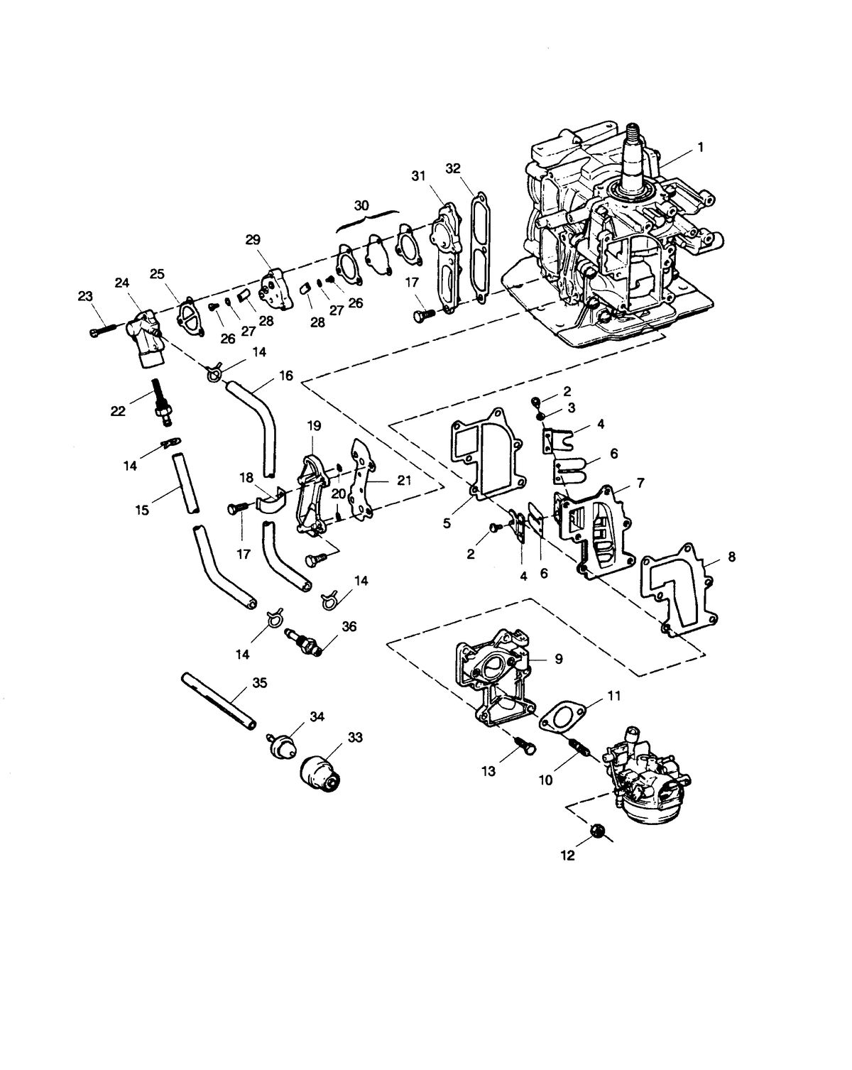 SEARS SEARS 9.9 H.P. FUEL INTAKE AND RECIRCULATION SYSTEM