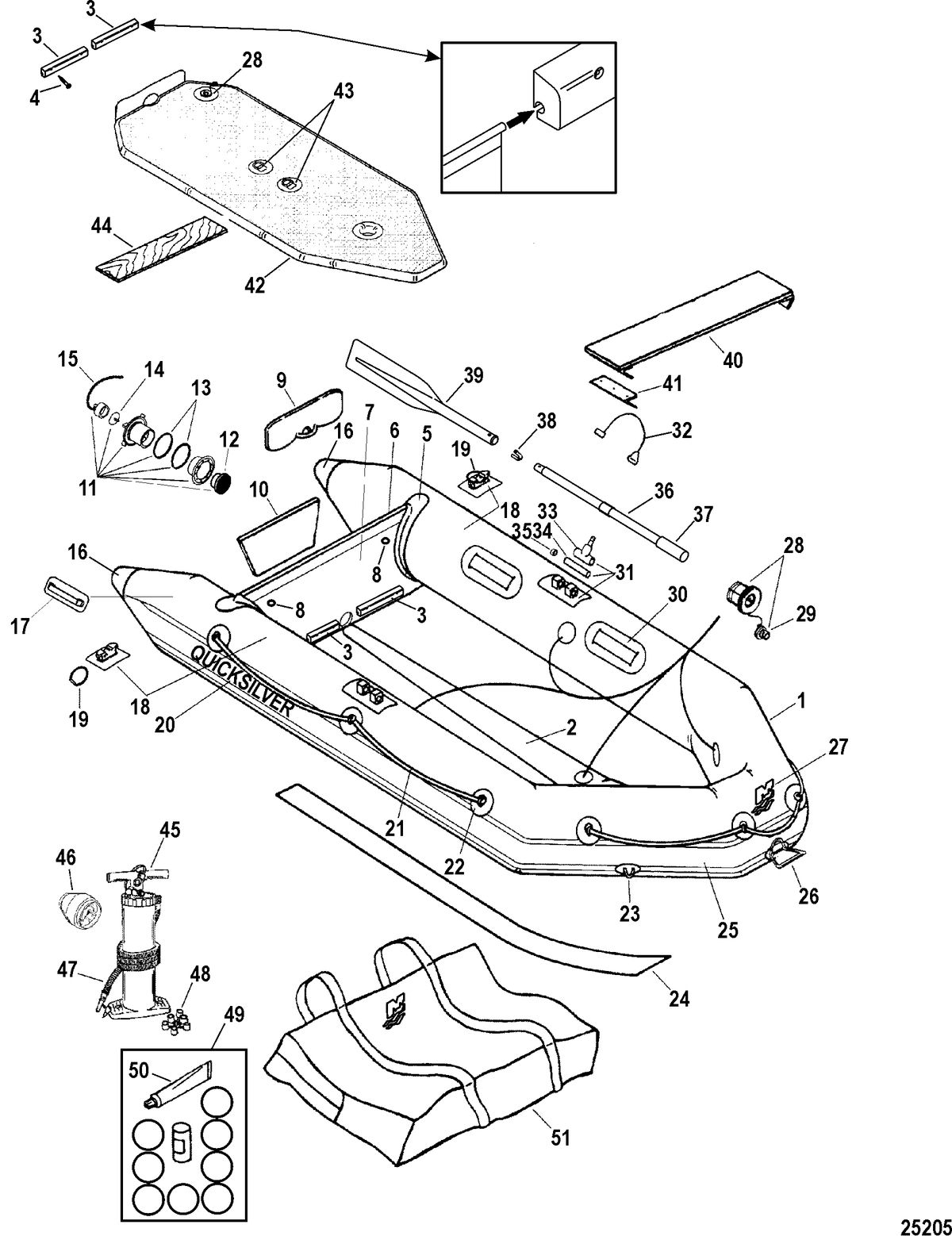 INFLATABLES MERCURY AND QUICKSILVER HYPALON SOFT BOTTOM Quicksilver Air Deck Models(White)
