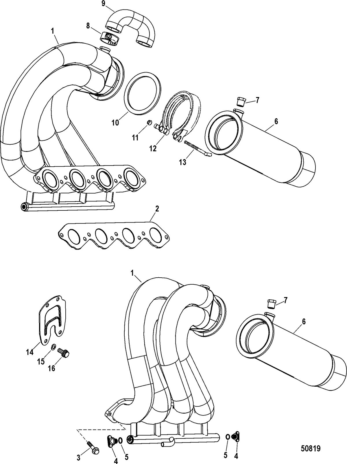 RACE STERNDRIVE 565 EFI Exhaust Header / Tailpipe Assembly