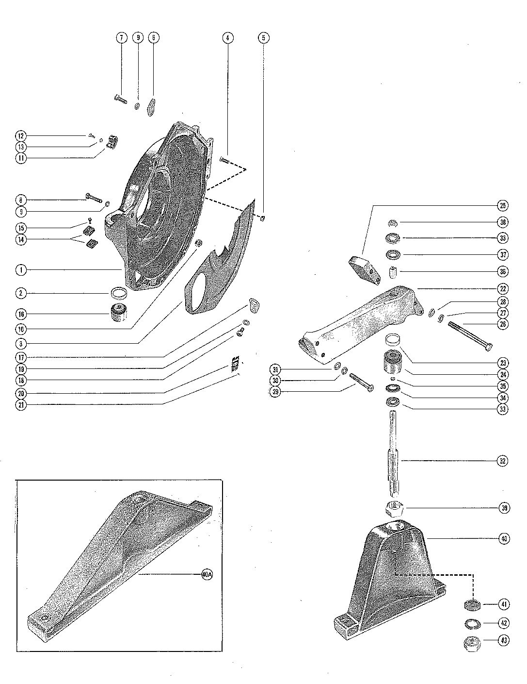MERCRUISER 140 ENGINE (4 CYLINDER) FLYWHEEL HOUSING AND ENGINE SUPPORT