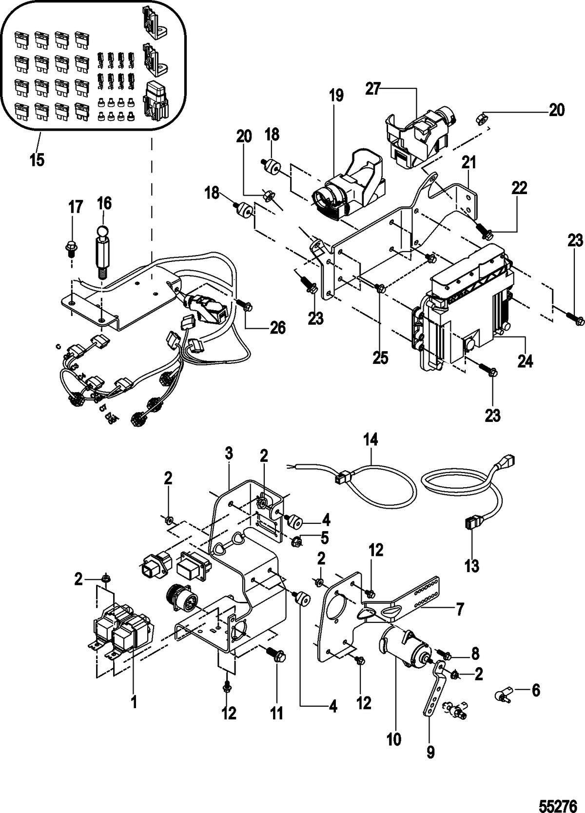 MERCRUISER 2.0L I4 150-170HP DIESEL Electrical Components, Control Module and Brackets