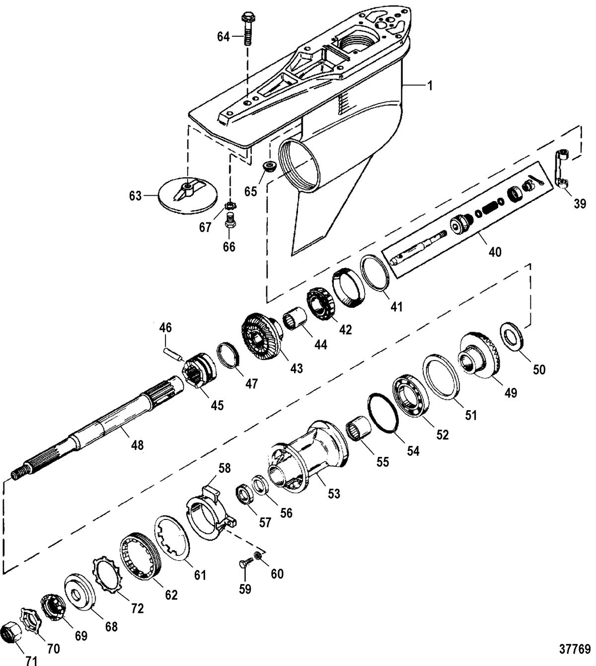 MERCRUISER ALPHA ONE (GEN. II) STERNDRIVE AND TRANSOM ASSEMBLY GEAR HOUSING(PROP SHAFT)(STANDARD ROTATION)