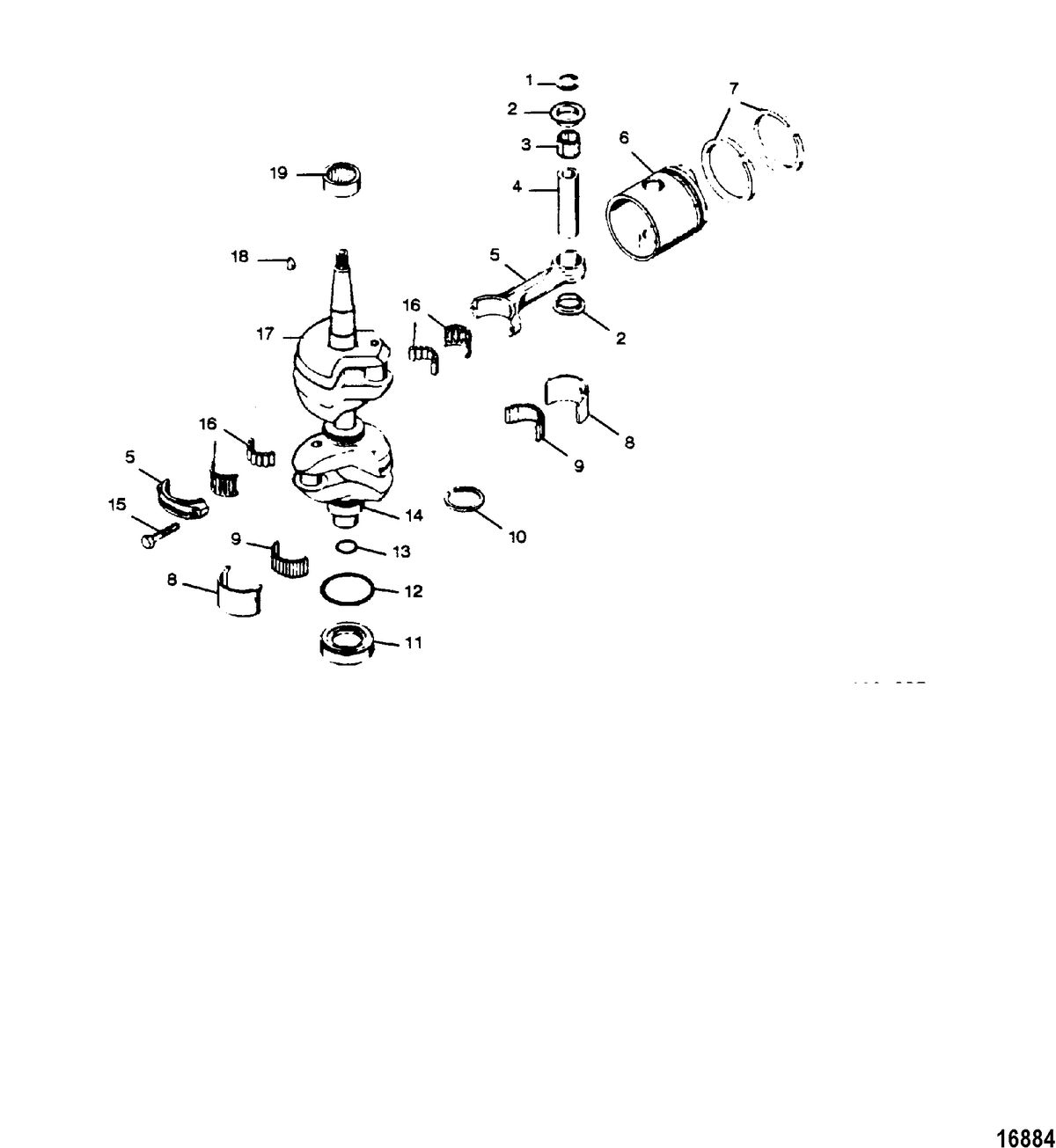 FORCE FORCE 1989 A MODEL 35 HP Crankshaft and Piston Group