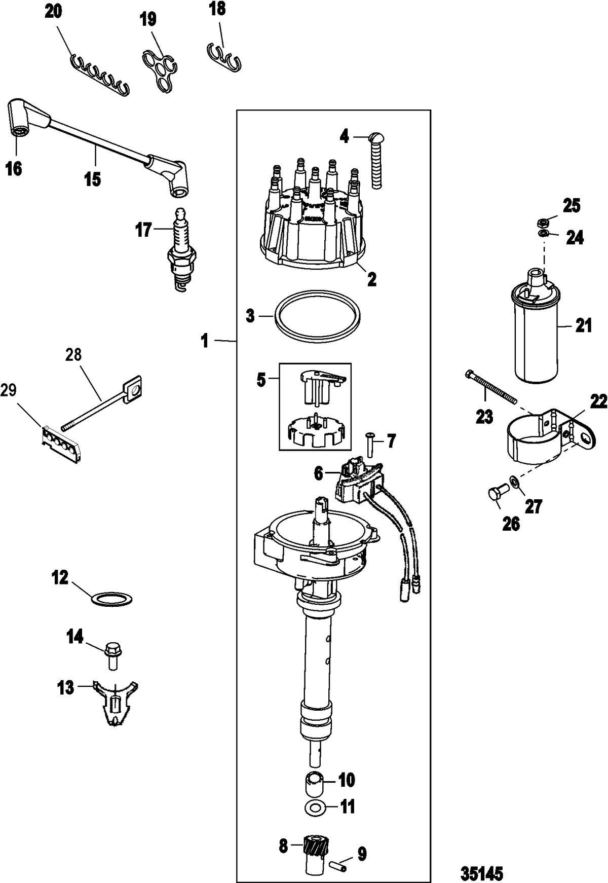 MERCRUISER 357 MAG BRAVO 4V/357 ALPHA 4V/383 MAG BRAVO 4V Distributor and Ignition Components