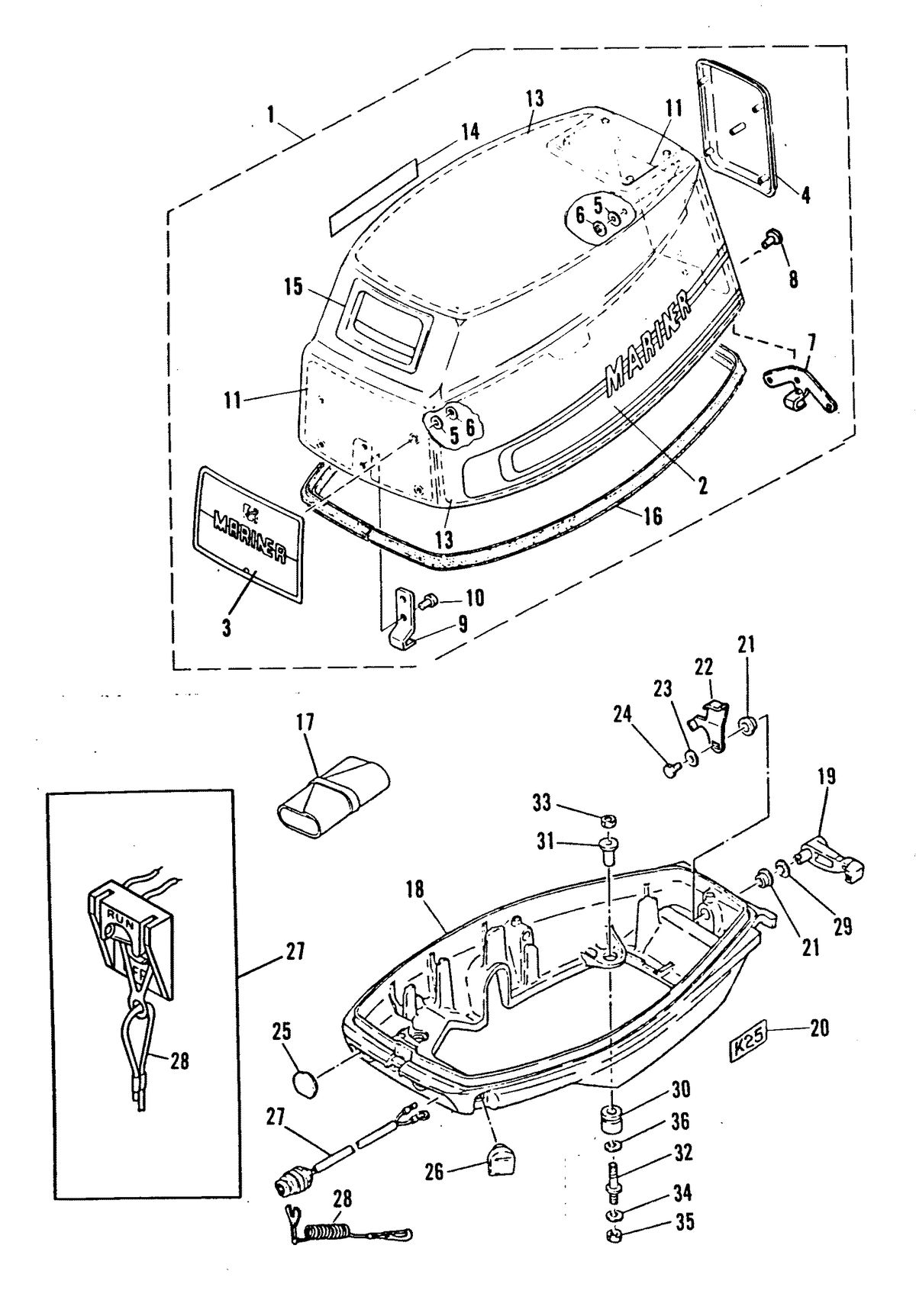 MARINER 25 HP K COWLING