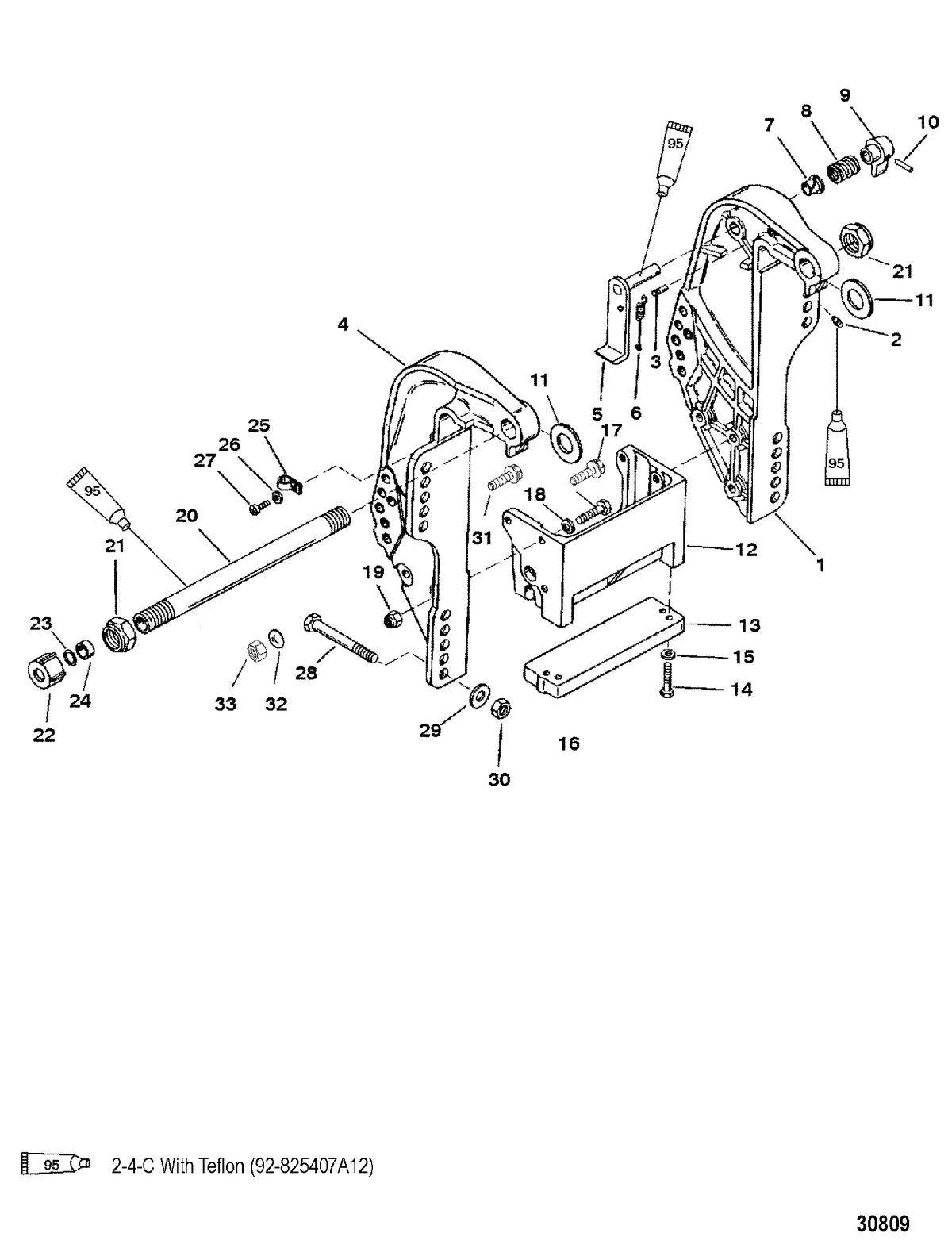 MERCURY/MARINER 40/50/60 (4 CYLINDER) CARB 4-STROKE TRANSOM BRACKET