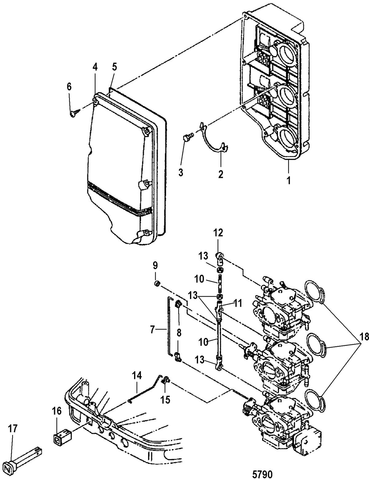 MERCURY/MARINER 40 LIGHTNING/40 LIGHTNING XR40 SEAPRO/MARATHON/50 INTERNATIONAL Air Silencer