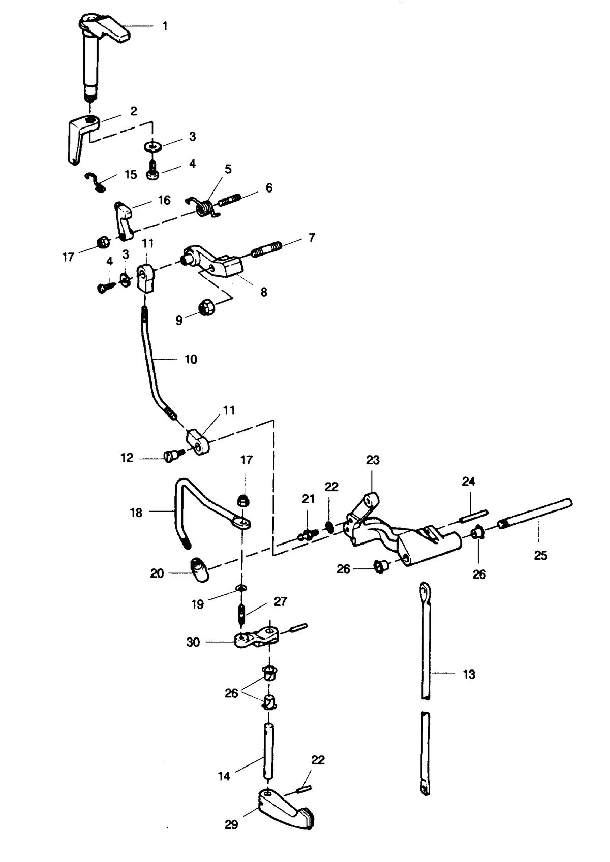 SEARS 15 H.P. STD. 15" LEG OUTBOARD MOTOR Shift Linkage