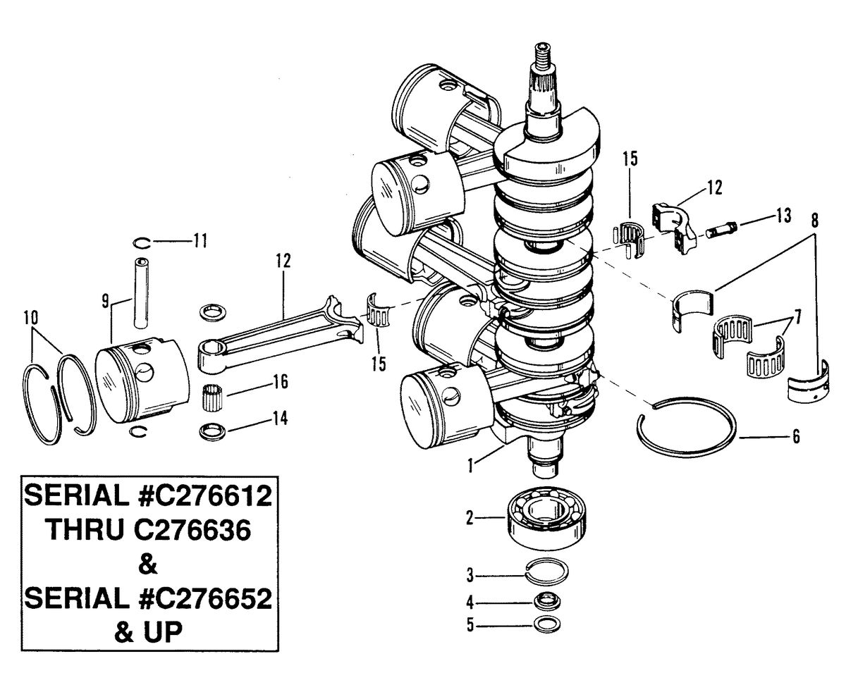 RACE OUTBOARD 2.4L EFI / 2.4L EFI OFFSHORE CRANKSHAFT, PISTONS AND CONNECTING RODS
