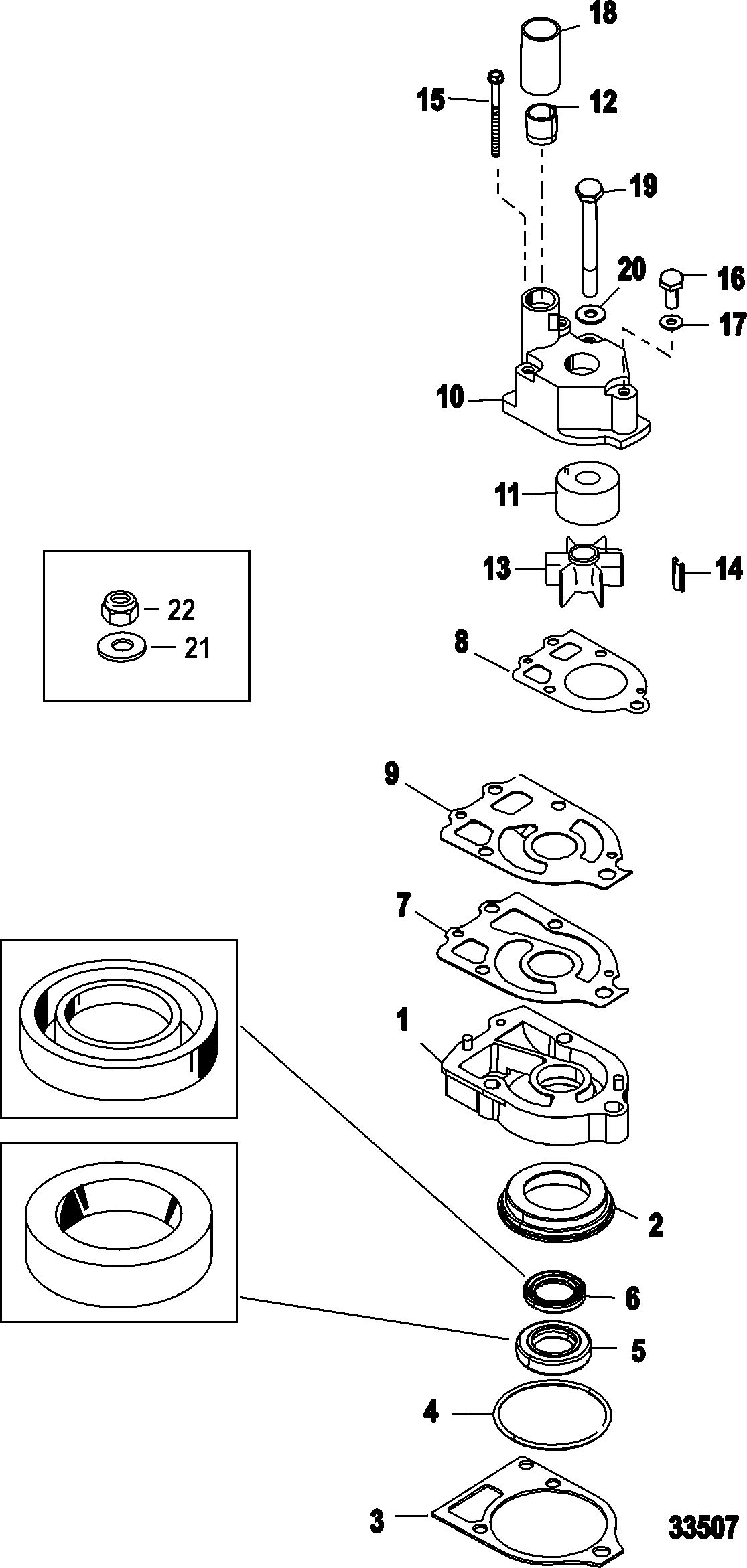 MERCURY/MARINER 135/150/175 DFI - 2.5L Water Pump Kit, Jet