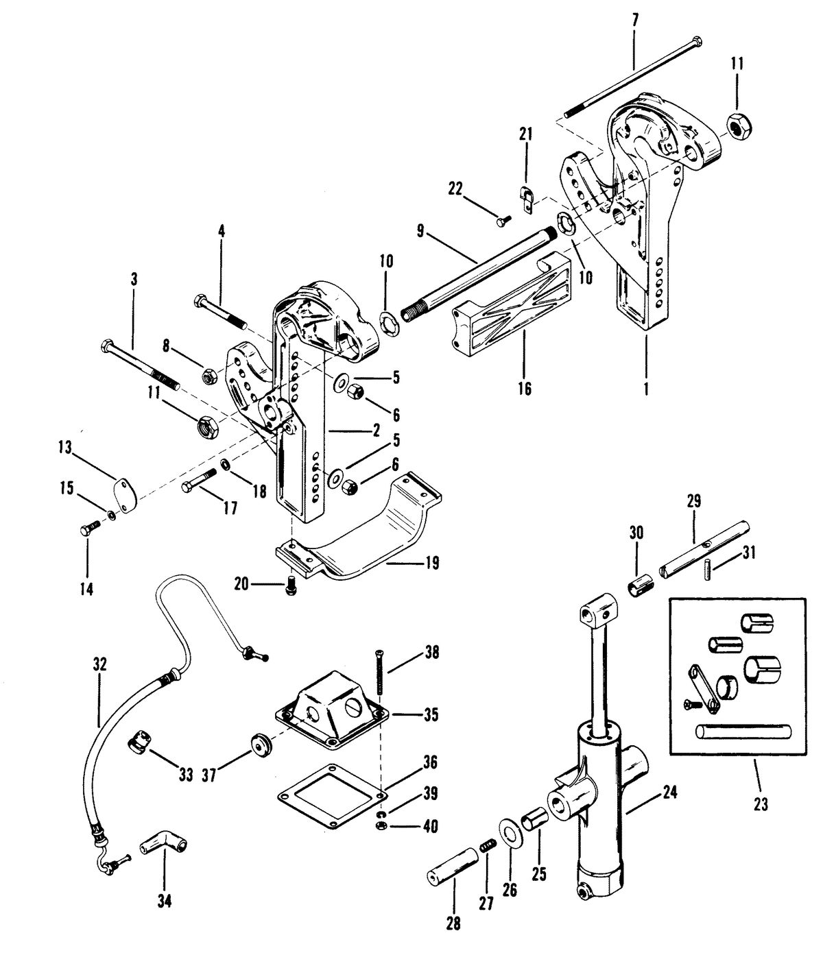 RACE OUTBOARD XR-2 TRANSOM BRACKETS