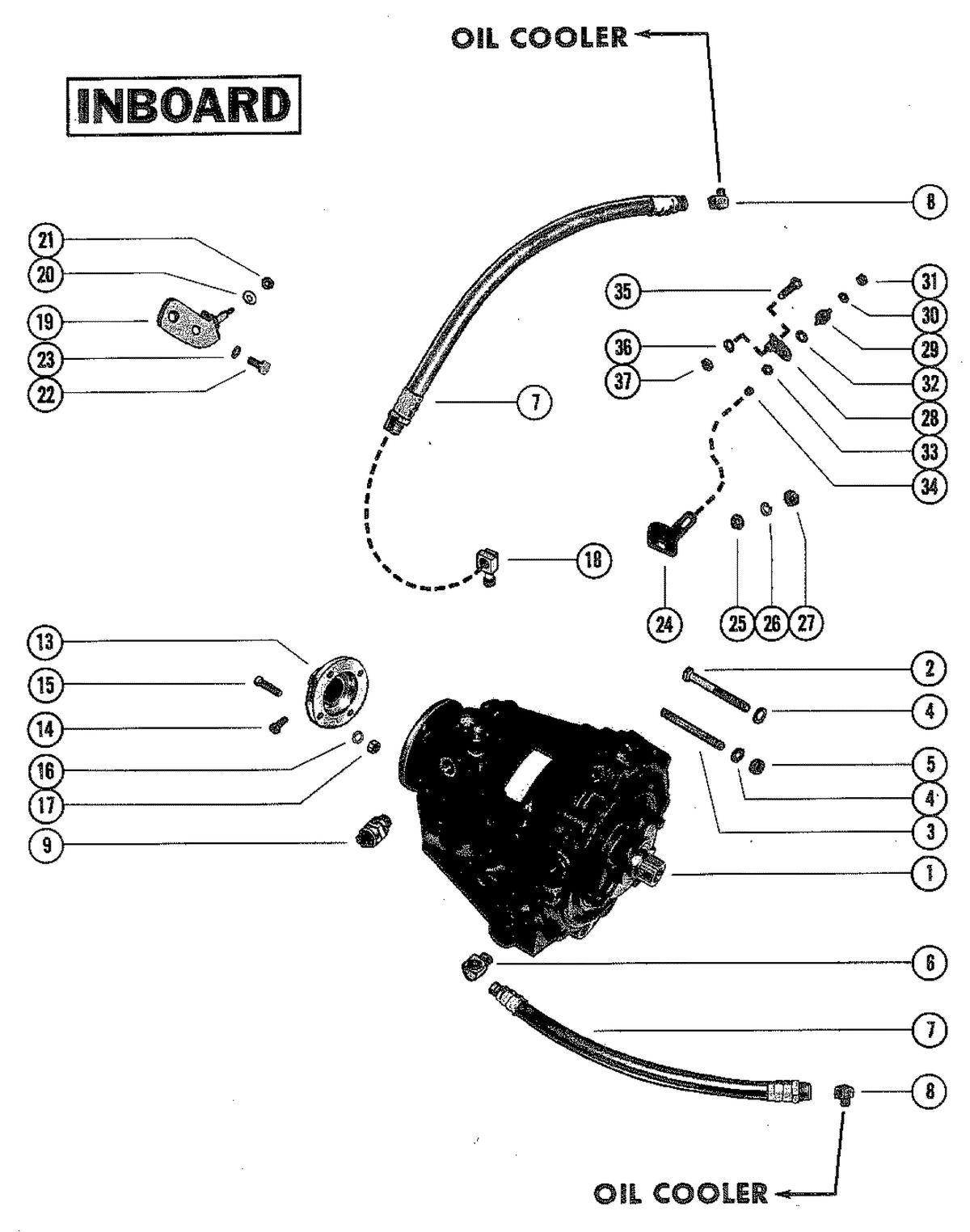 MERCRUISER 898 (STERN DRIVE) 198 (INBOARD) ENGINE TRANSMISSION AND RELATED PARTS (INBOARD)