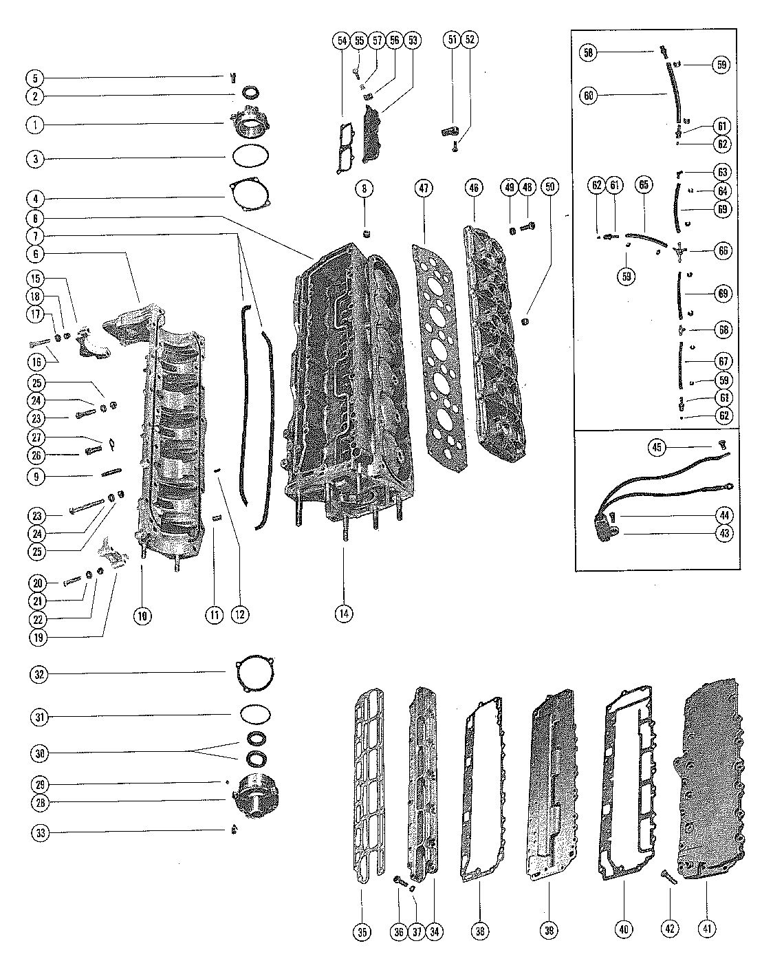 MERCURY MERC 1400EL-SS CYLINDER BLOCK AND CRANKCASE ASSEMBLY