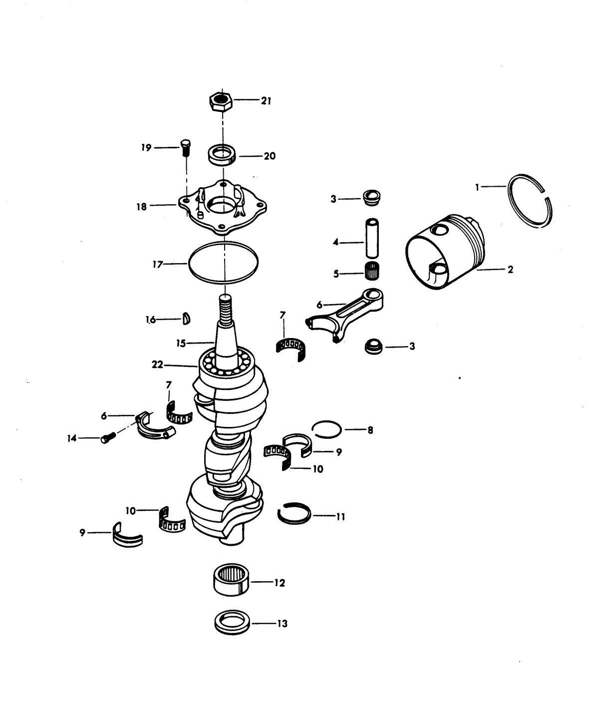CHRYSLER 140 H.P. CHARGER CRANKSHAFT AND PISTON GROUP