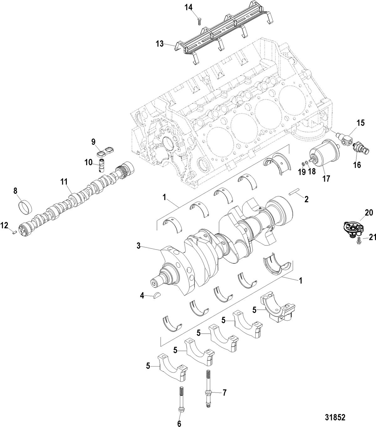 MERCRUISER 383 STROKER SCORPION Cylinder Block, Camshaft and Crankshaft