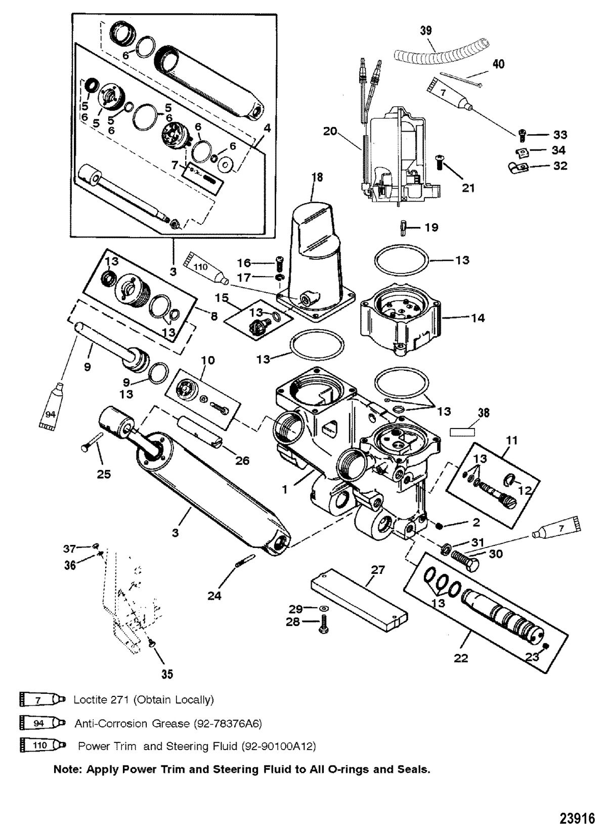 MERCURY/MARINER 150/175/200 EFI POWER TRIM COMPONENTS