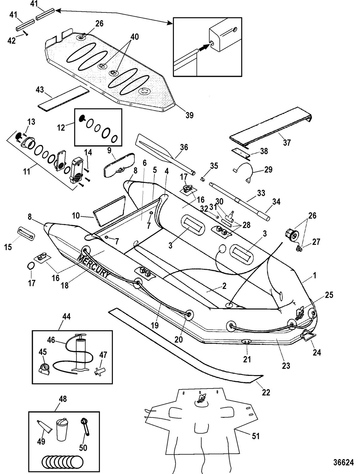 INFLATABLES MERCURY AND QUICKSILVER HYPALON Mercury Air Deck Models, White (2009/2010)