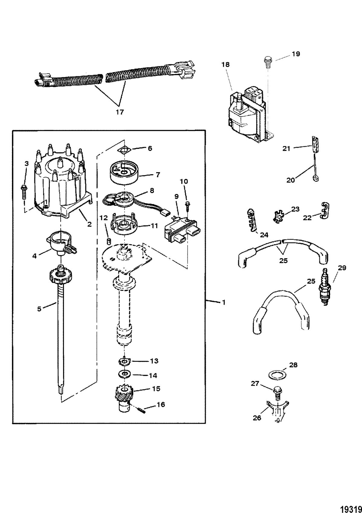 MERCRUISER 350 MAG MPI (GEN+)MIE Distributor and Ignition Components