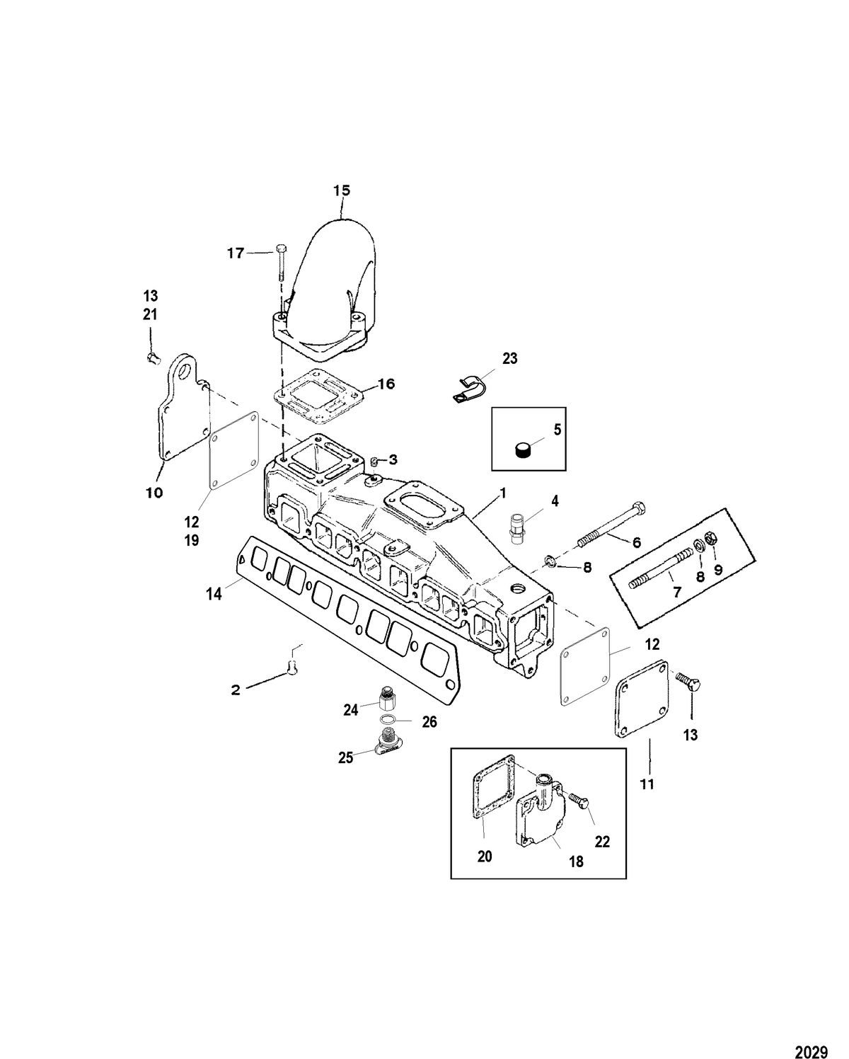 MERCRUISER 3.0L ALPHA ONE Exhaust Manifold(0M679999 and Below / With end Caps)