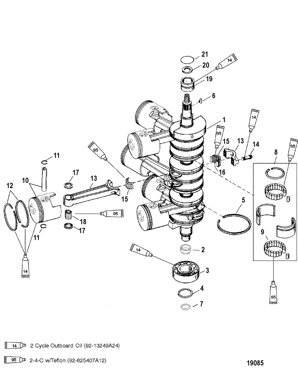MERCURY/MARINER 200/225 DFI (3.0L) Crankshaft, Pistons and Connecting Rods