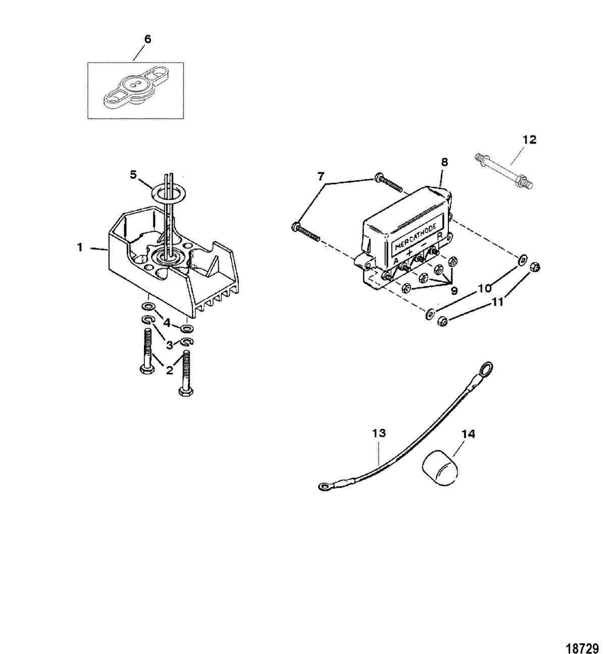 MERCRUISER BRAVO I/II/III STERNDRIVE AND TRANSOM ASSEMBLY MERCATHODE KIT