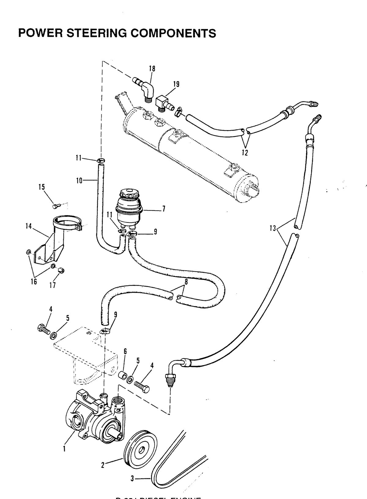 MERCRUISER D-254 TURBO ACDIESEL ENGINE STERN DRIVE/INBOARD POWER STEERING COMPONENTS (STERN DRIVE)
