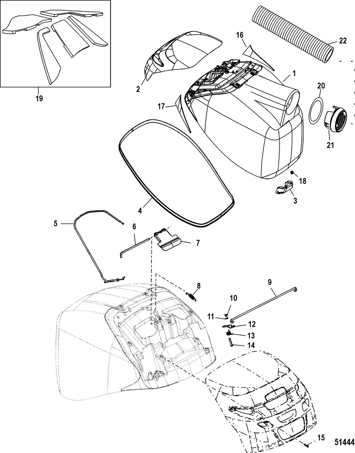 MERCURY/MARINER 200/225/250/275/300 4-STROKE VERADO (6 CYLINDER) Top Cowl, CCT