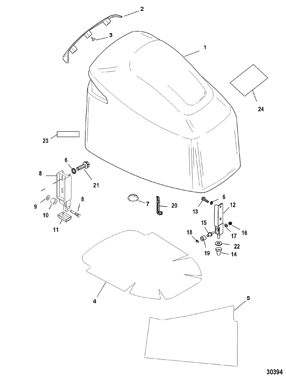 MERCURY/MARINER 200/225 (3.0L DFI) TOP COWL