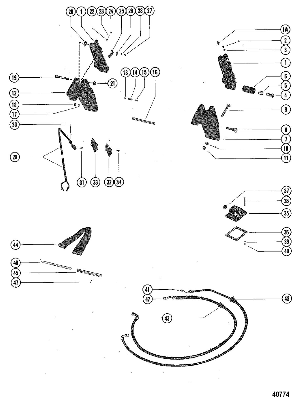 MERCURY MERC 1150 TRIM CYLINDERS AND HYDRAULIC HOSES
