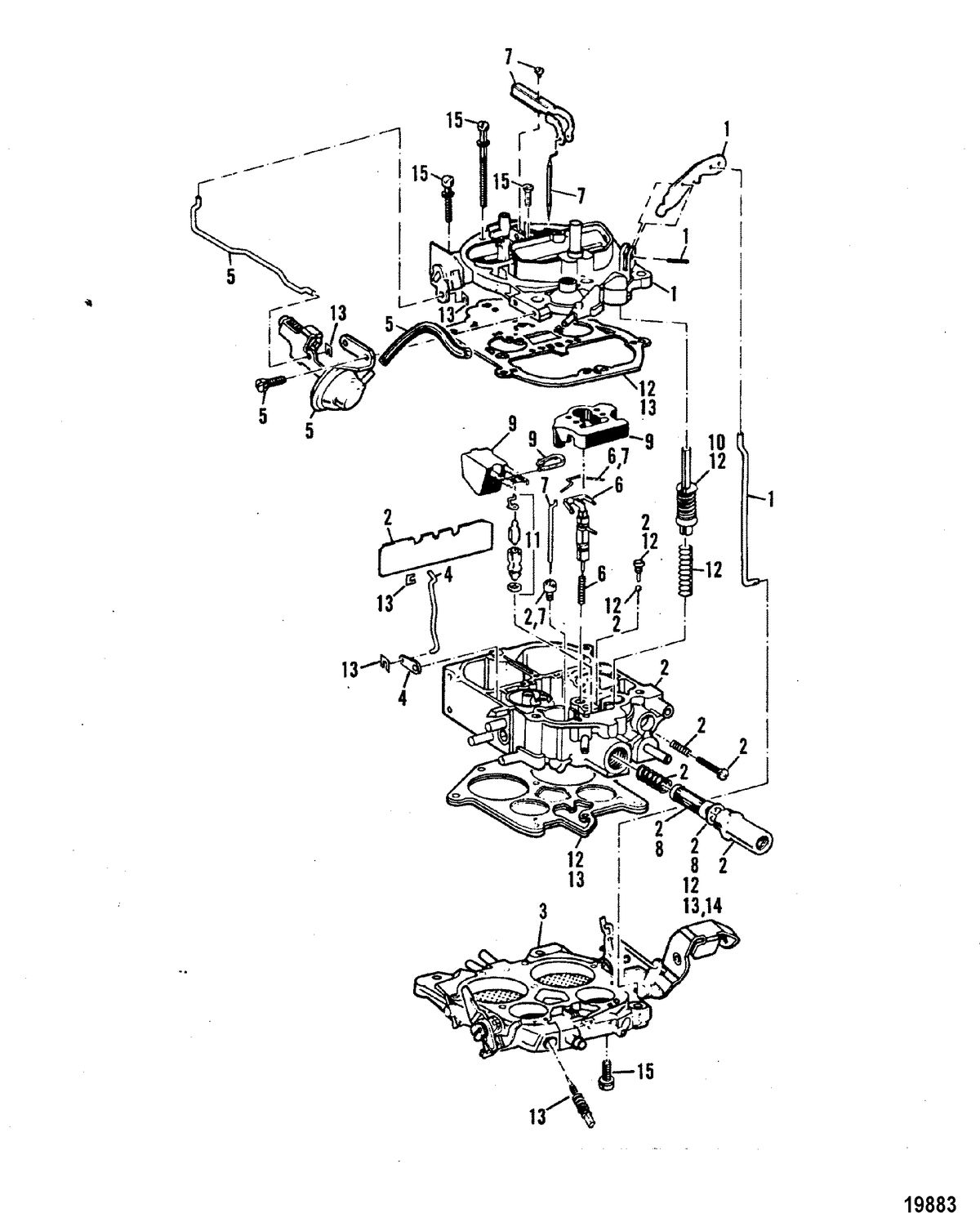 MERCRUISER 230 HP/260 H.P. INBOARD ENGINE (GM) CARBURETOR(260)