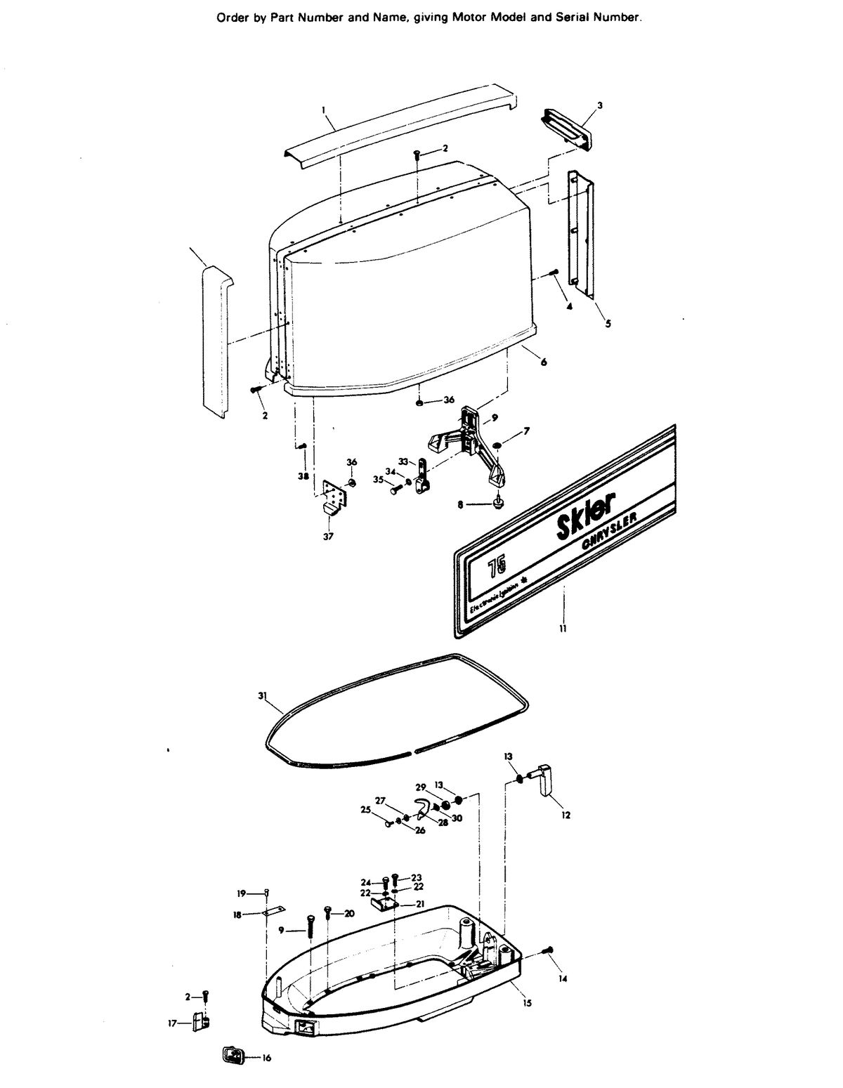 CHRYSLER 75 H.P. ENGINE COVER AND SUPPORT PLATE