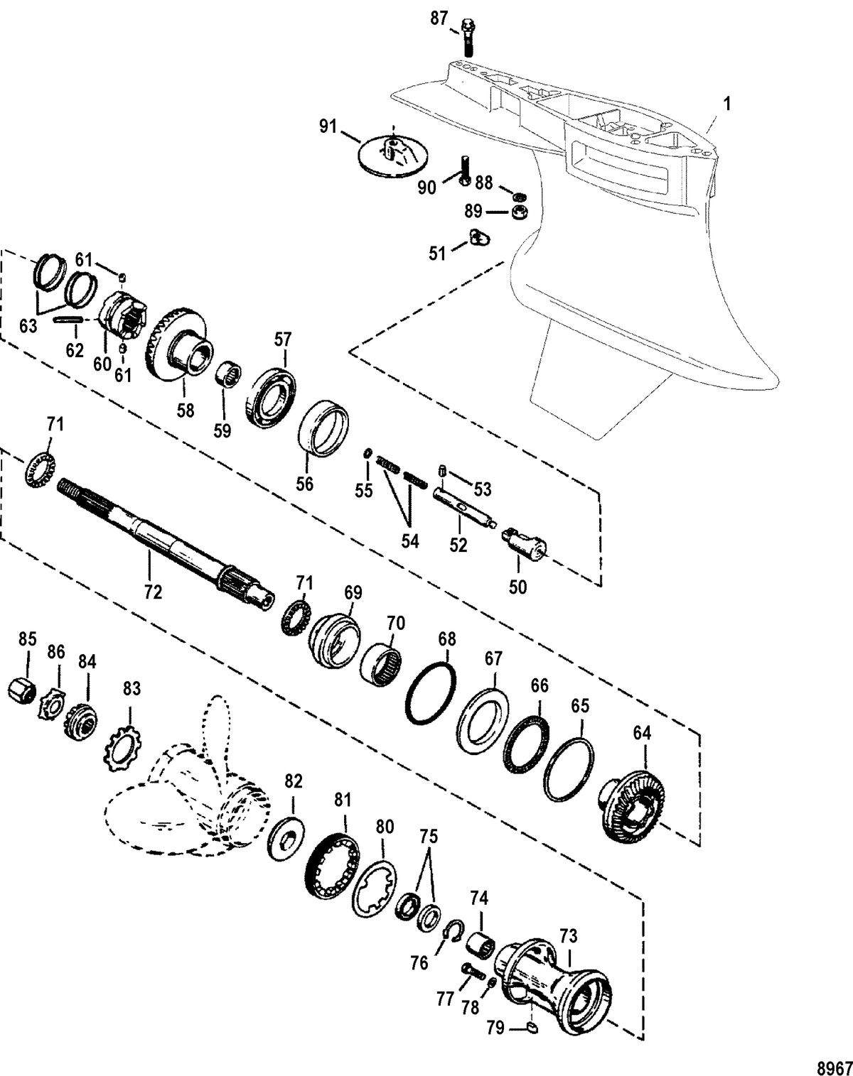 RACE OUTBOARD 150/200 PRO-MAX/SUPER MAGNUM (EFI) Gear Housing, Propeller Shaft-Counter Rotation-Sportmaster