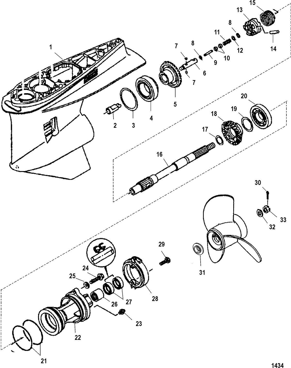 MERCURY/MARINER 225 EFI 4-STROKE Gear Housing, Propeller Shaft - Standard
