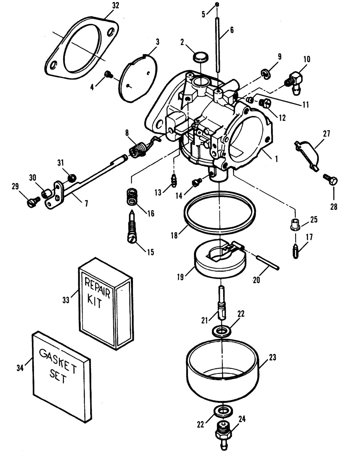 FORCE 70 H.P. CARBURETOR (91B THRU 92C)