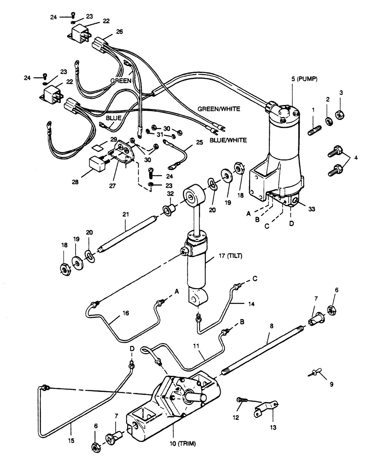 FORCE FORCE 1989 125 HP "A" MODELS POWER TRIM UNIT