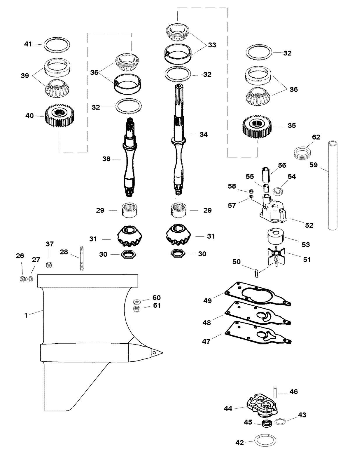 RACE OUTBOARD FORMULA 1 2 LITRE - EFI GEAR HOUSING (DRIVESHAFT)(IV SSM)