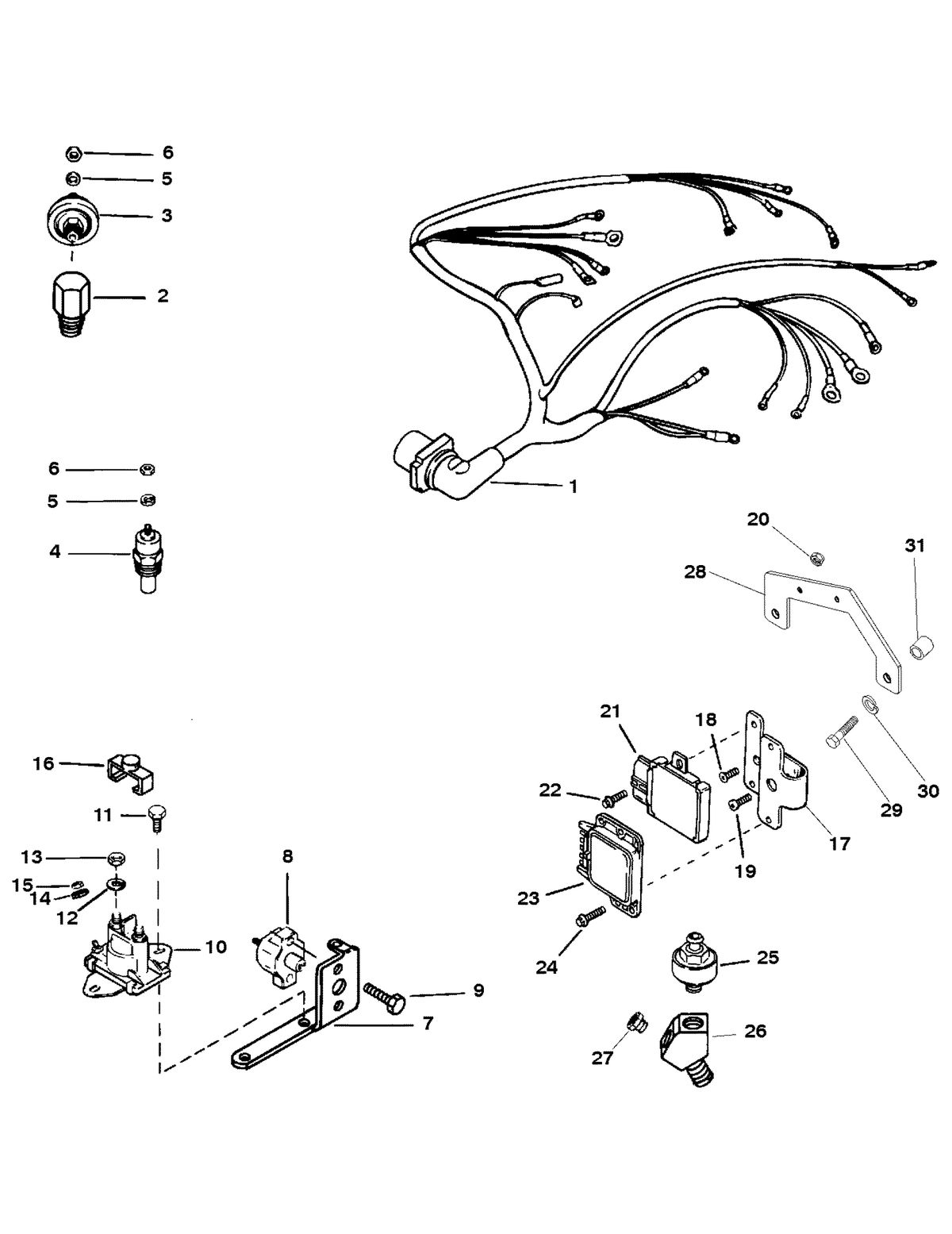 MERCRUISER MIE 5.7L INBOARD WIRING HARNESS & ELECTRICAL COMPONENTS