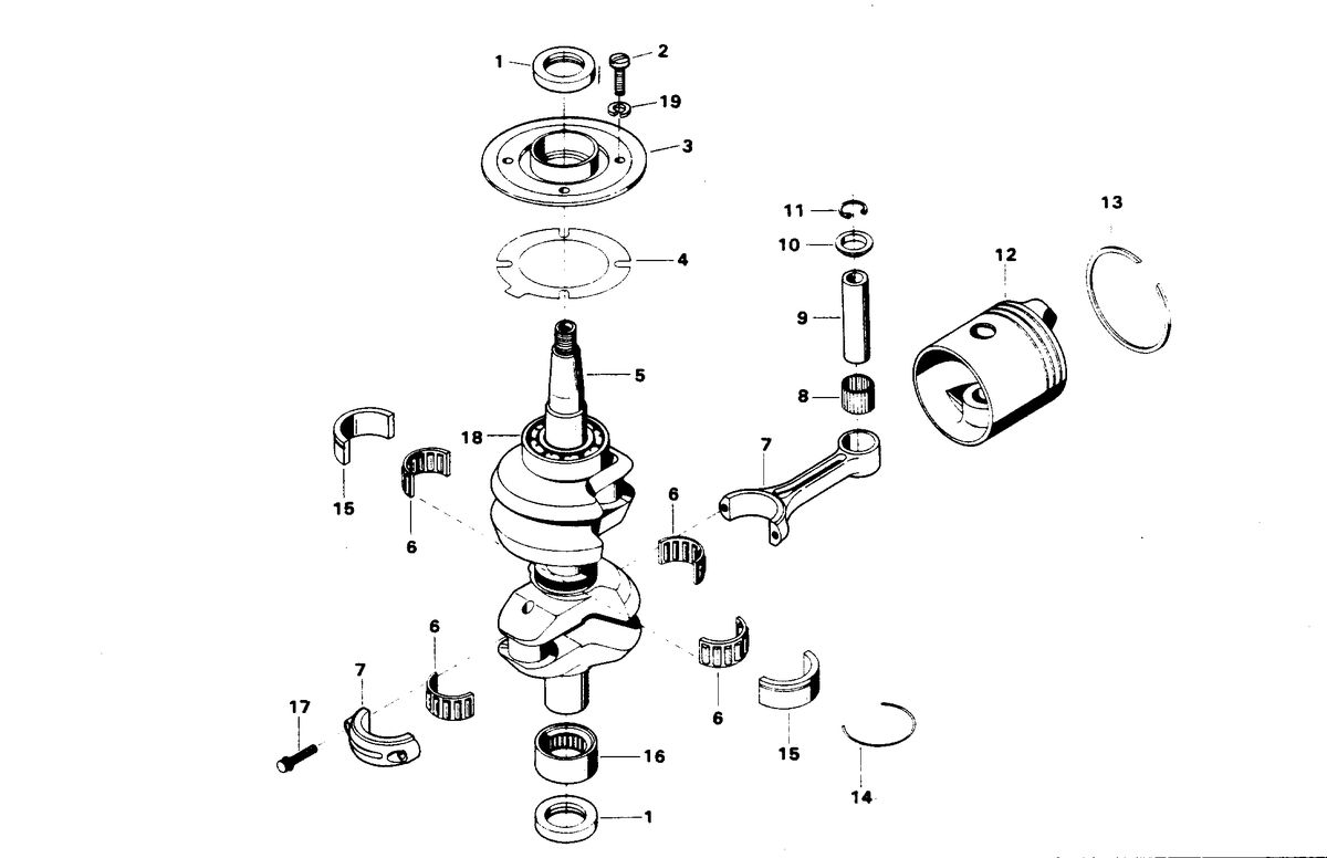 CHRYSLER 50 H.P. CRANKSHAFT AND PISTON GROUP