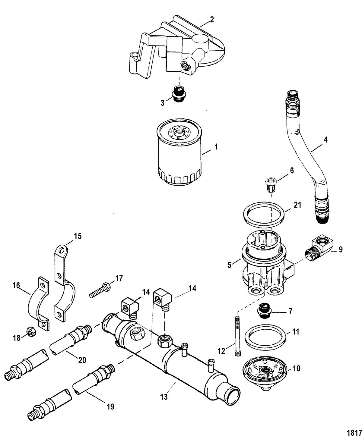 MERCRUISER 7.4L BRAVO OIL FILTER AND ADAPTER