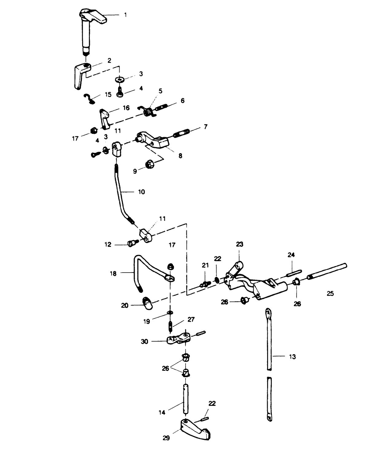 SEARS 15 H.P. 15"(38.1CM) LEG OUTBOARD MOTOR Shift Linkage