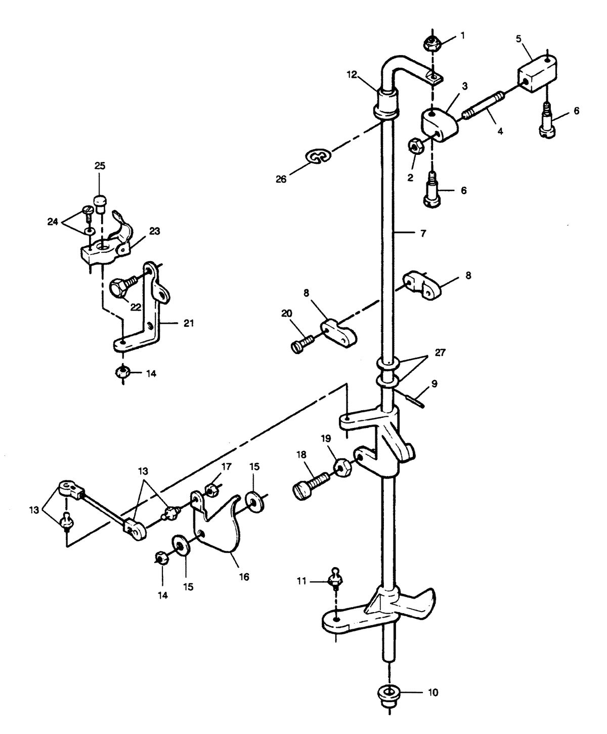 FORCE FORCE 1989 125 HP "A" MODEL L-DRIVE TOWERSHAFT AND THROTTLE LINKAGE