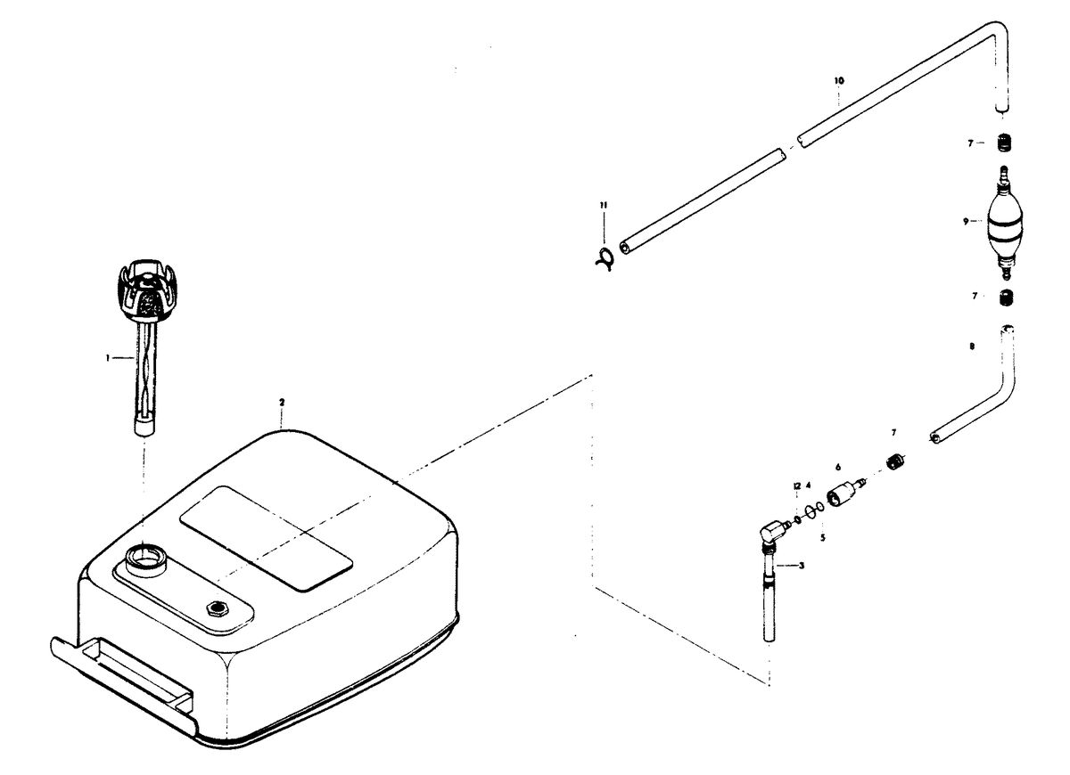 CHRYSLER 100 H.P. FUEL TANK AND LINE