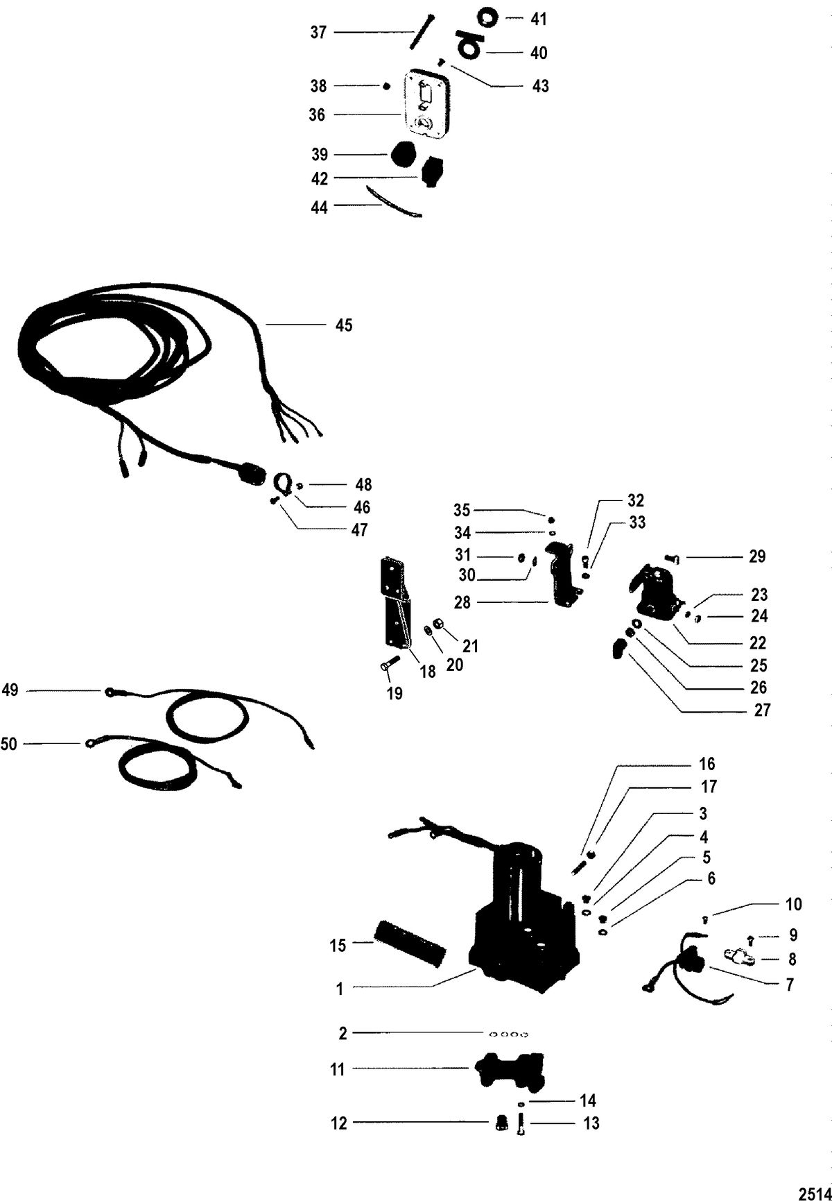 MERCRUISER 90 ENGINE AND STERNDRIVE HYDRAULIC PUMP AND CONTROL PANEL