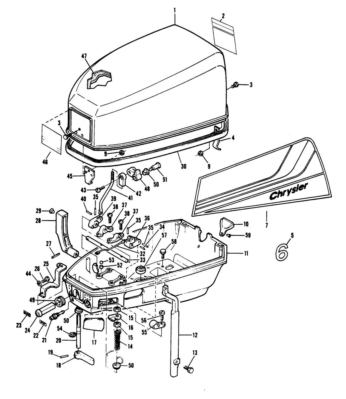 CHRYSLER 6 H.P. EXPORT DELUXE ENGINE COVER AND SUPPORT PLATE