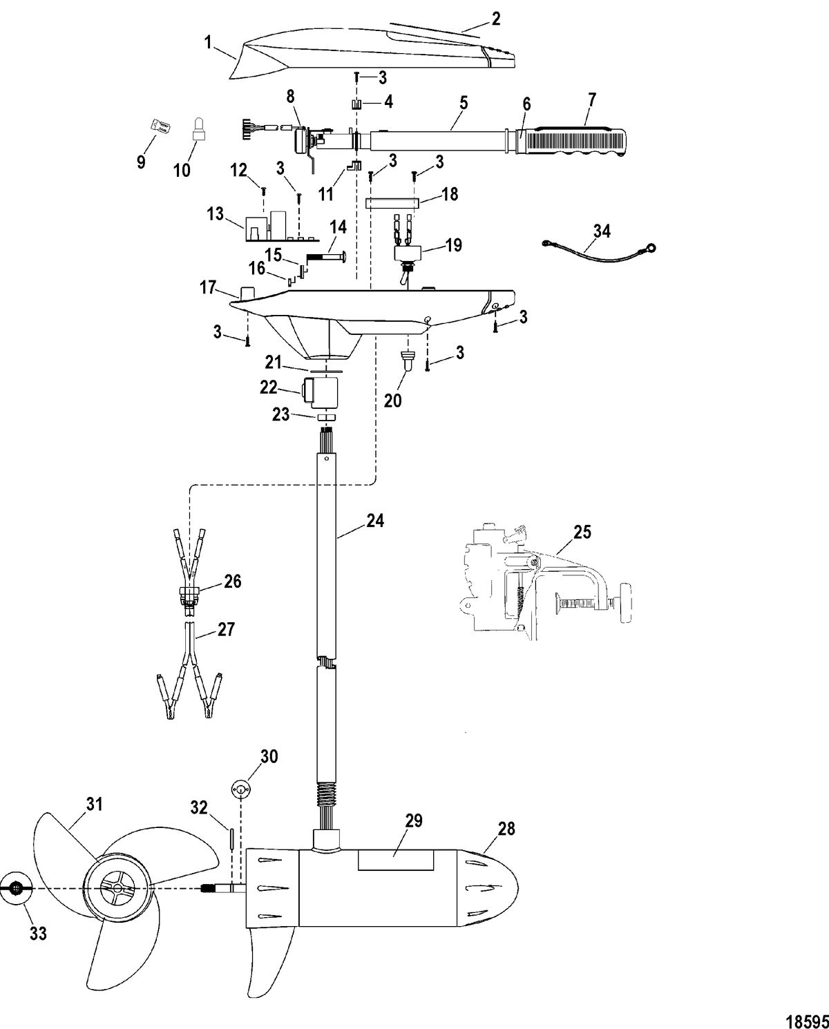 TROLLING MOTOR MOTORGUIDE ENERGY SERIES Complete Trolling Motor(Model ET50VHD) (24 Volt)