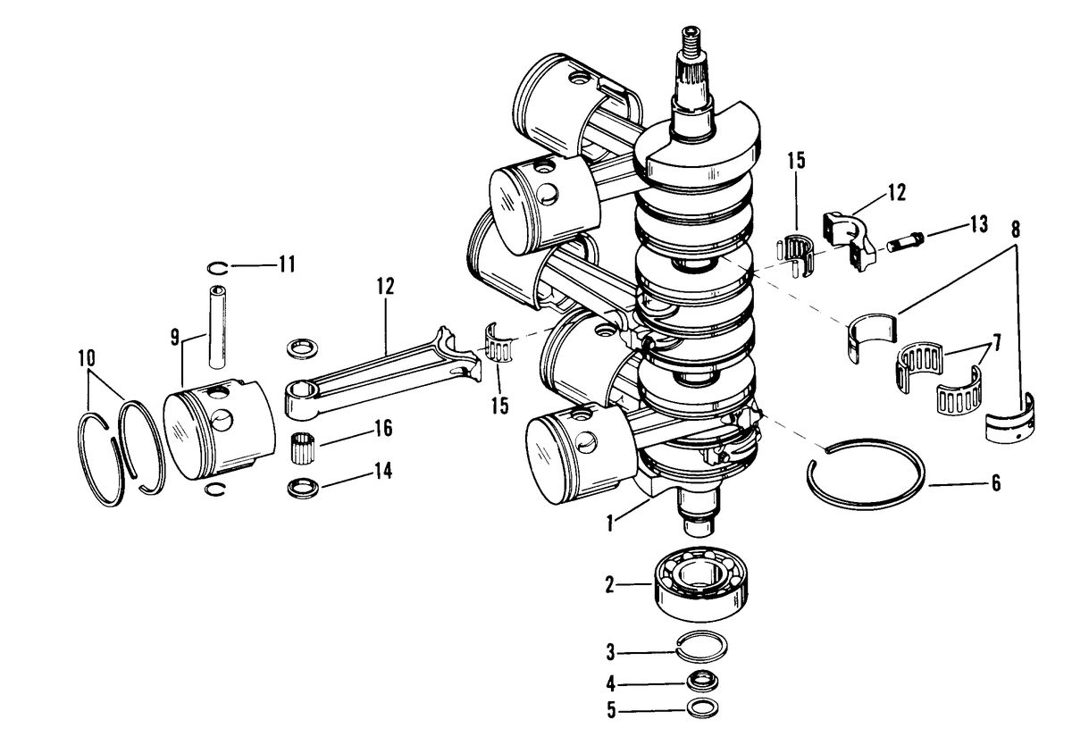 RACE OUTBOARD MOD - VP (EFI) CRANKSHAFT, PISTONS AND CONNECTING RODS
