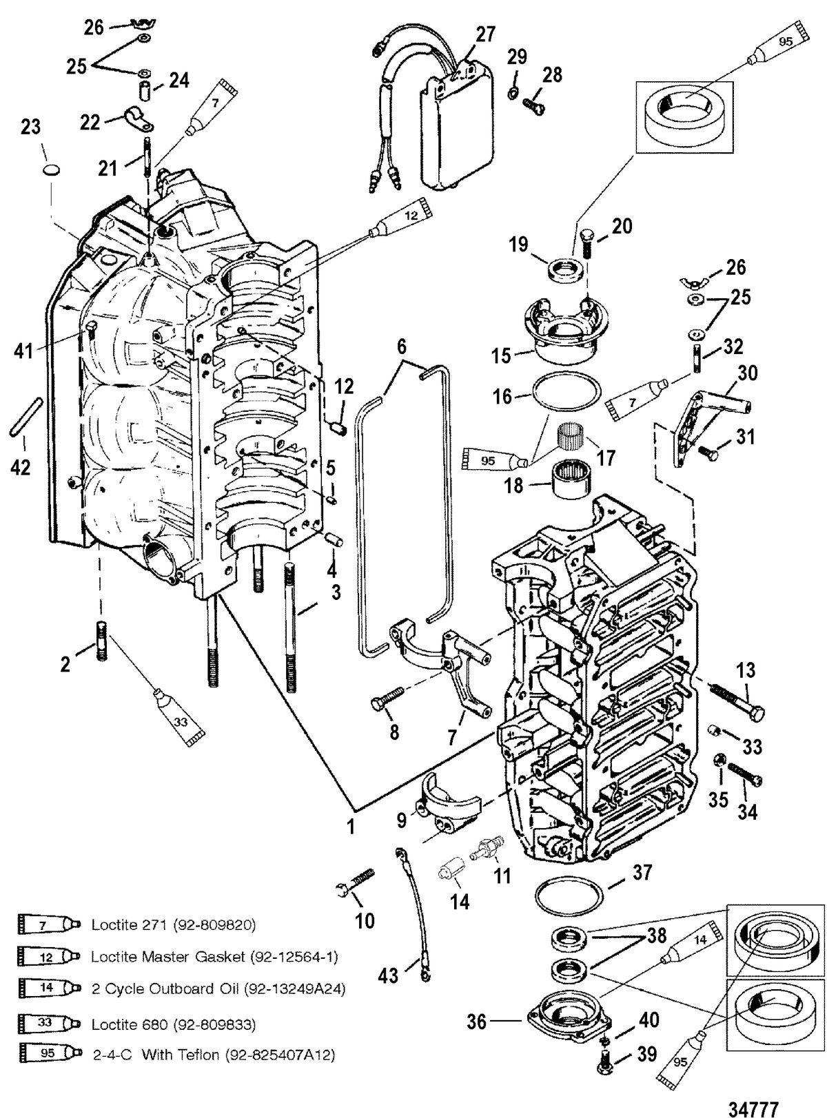 MERCURY/MARINER 150/175/200 EFI CYLINDER BLOCK AND END CAPS