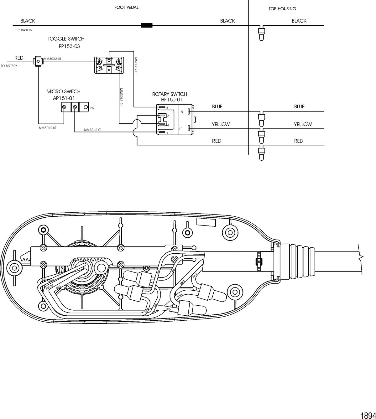 TROLLING MOTOR MOTORGUIDE PRO AND TRACKER SERIES Wire Diagram(Model Pro 46) (12 Volt)