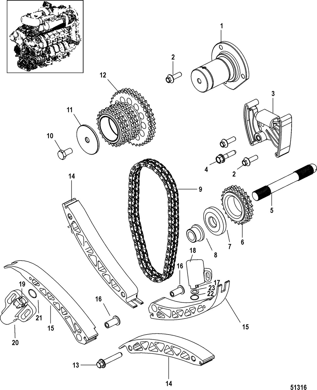 RACE STERNDRIVE RACE 1350 QC4V Tensioner and Sprockets